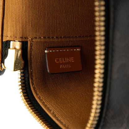 Celine Triomphe Vanity Bag Shoulder Bag 2WAY Black Brown PVC Leather Women