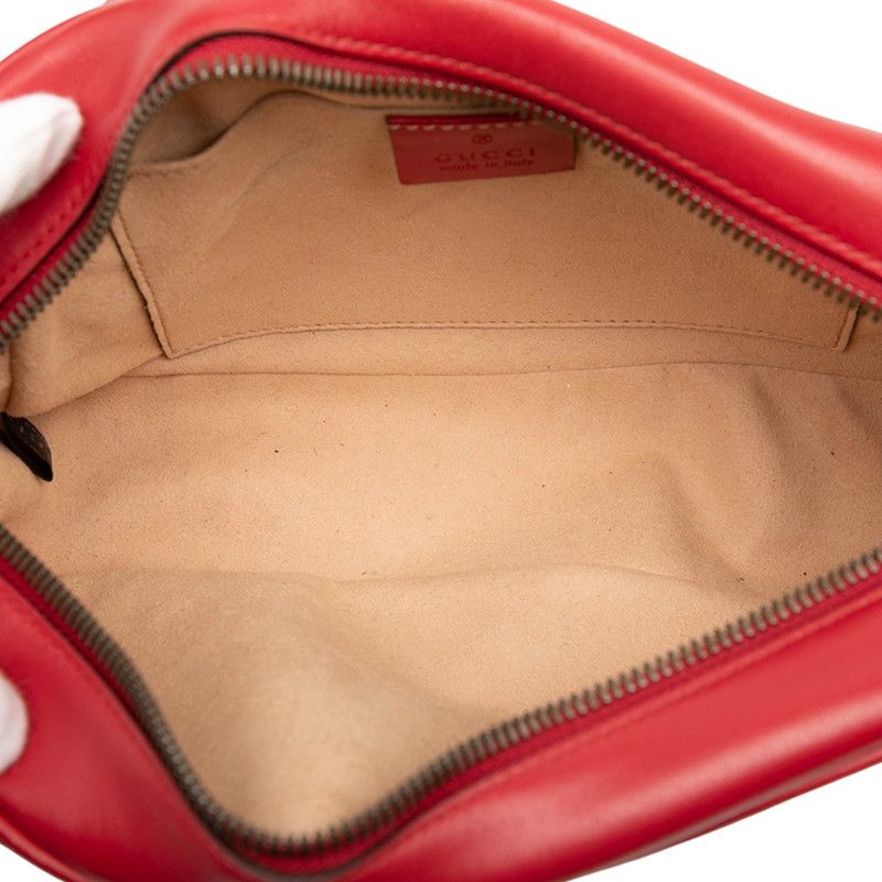 Gucci GG Marmont Crossbody Chain Shoulder Bag 447632 Red Leather Ladies Gucci