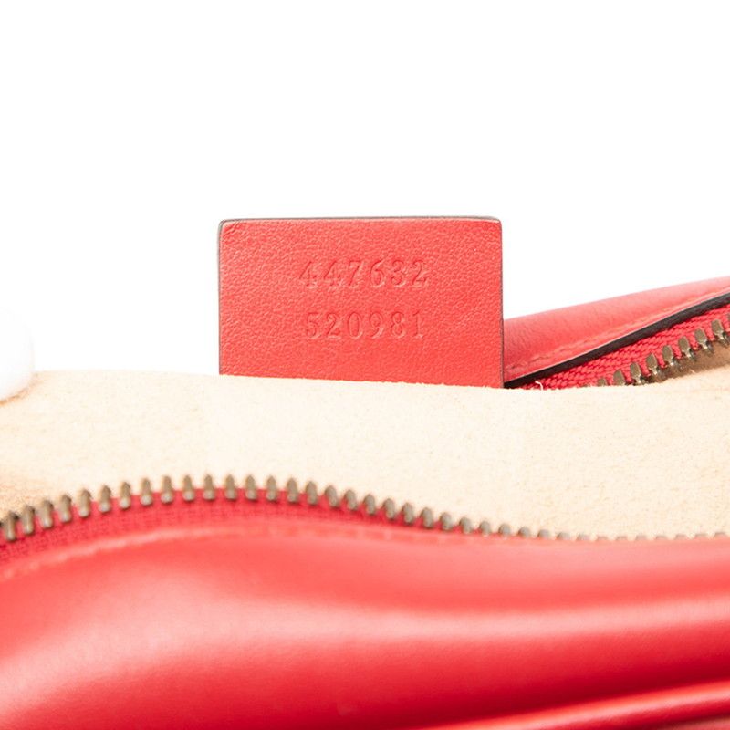 Gucci GG Marmont Crossbody Chain Shoulder Bag 447632 Red Leather Ladies Gucci