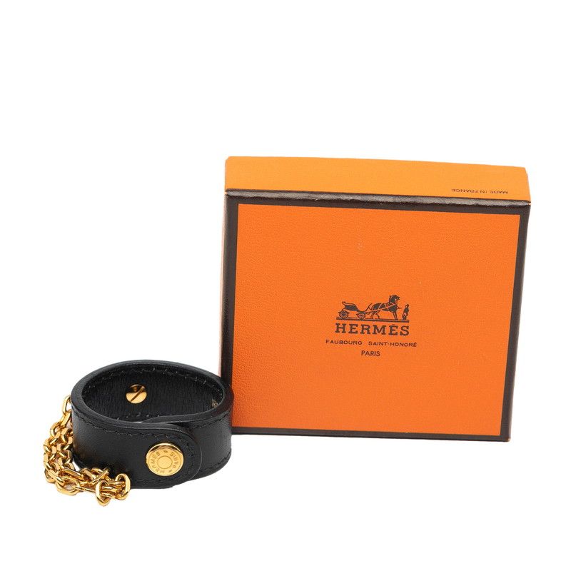 Hermes Nomade Globe Holder Black Gold Leather Plated Ladies Hermes