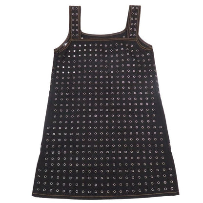 Unused Christian Dior Grommet Studded Denim Jumper Skirt Dress Mini Length 34