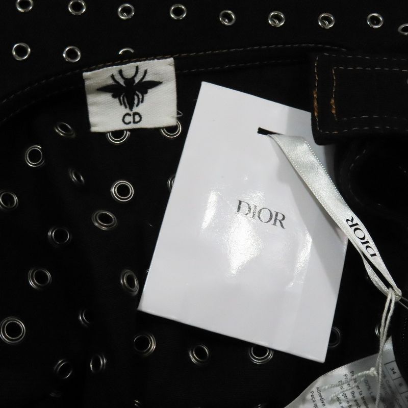 Unused Christian Dior Grommet Studded Denim Jumper Skirt Dress Mini Length 34