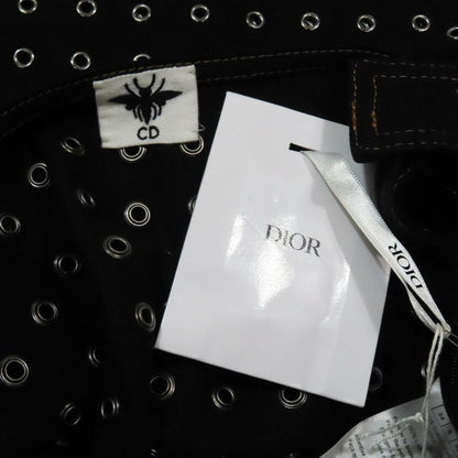 Unused Christian Dior Grommet Studded Denim Jumper Skirt Dress Mini Length 34