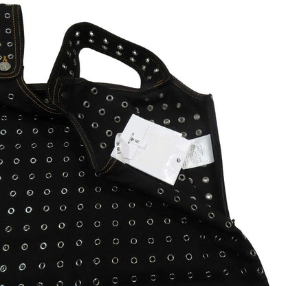 Unused Christian Dior Grommet Studded Denim Jumper Skirt Dress Mini Length 34