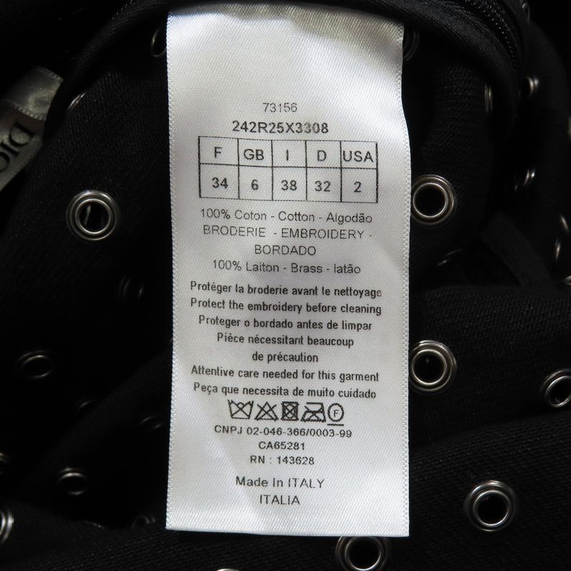 Unused Christian Dior Grommet Studded Denim Jumper Skirt Dress Mini Length 34