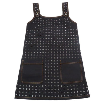 Unused Christian Dior Grommet Studded Denim Jumper Skirt Dress Mini Length 34