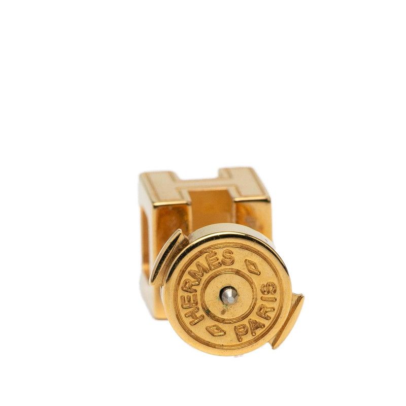 Hermes Cajdouache H Cube Studs Gold Orange Plated Ladies Hermes