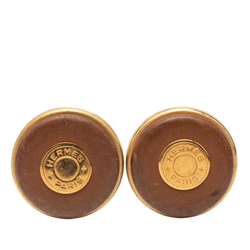 Hermes Sellier Brown Gold Leather Plated Ladies Hermes