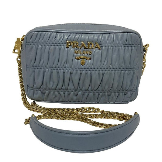 Prada Shoulder Bag Gathering Bag Light Blue Detachable Strap/chain Shoulder