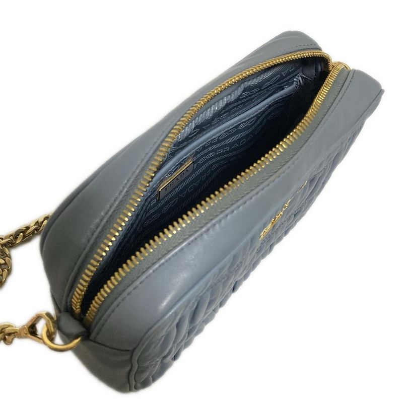Prada Shoulder Bag Gathering Bag Light Blue Detachable Strap/chain Shoulder