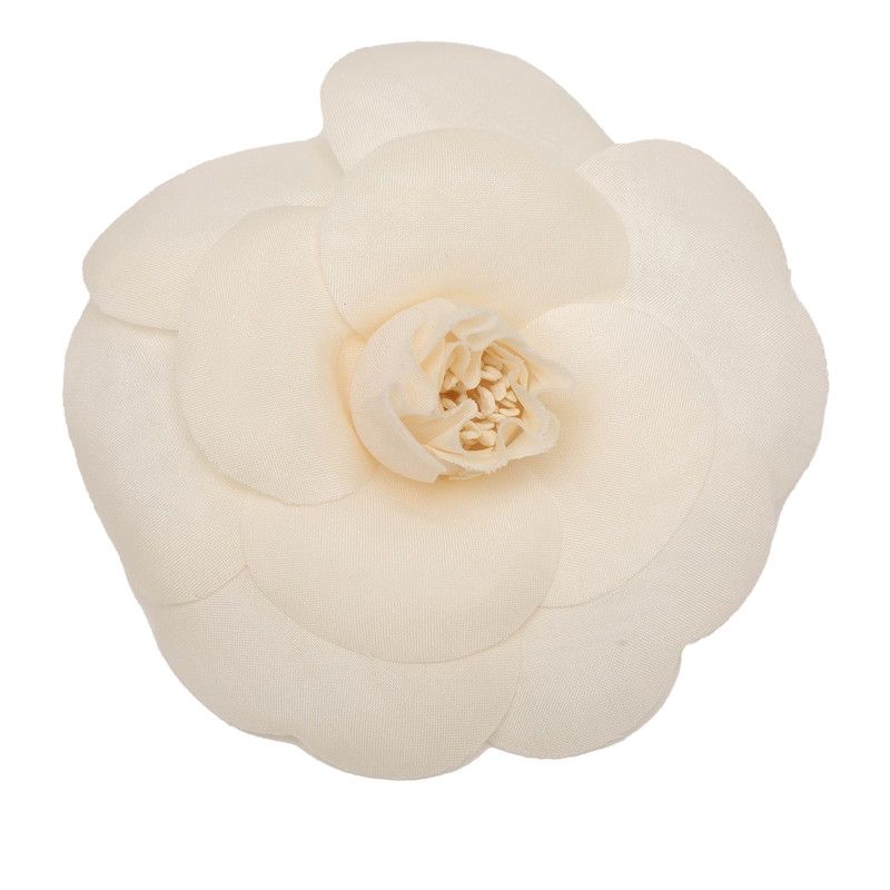 Chanel Camellia Brooch Corsage White Fabric Ladies Chanel