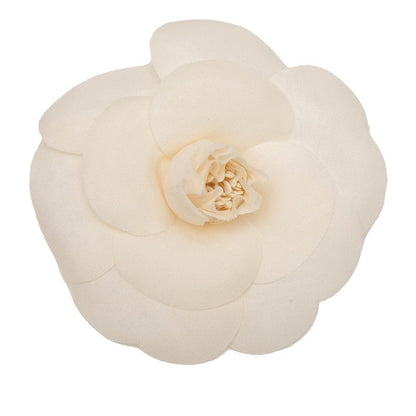 Chanel Camellia Brooch Corsage White Fabric Ladies Chanel
