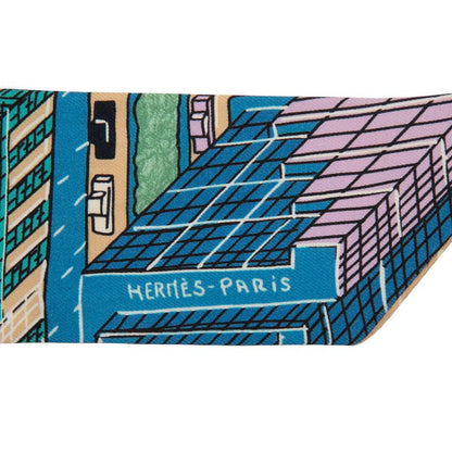 Hermes Twillie Pantin CITY Pantin CITY Brown Blue Multicolor Silk Women's Hermes