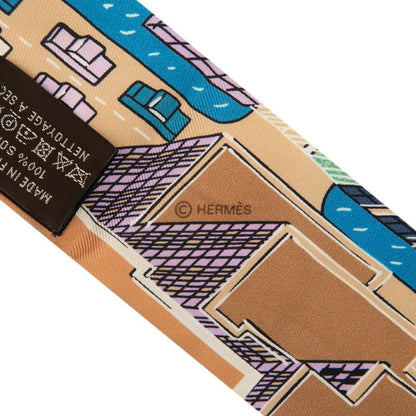 Hermes Twillie Pantin CITY Pantin CITY Brown Blue Multicolor Silk Women's Hermes