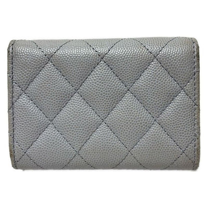 Chanel Trifold Wallet Matelasse Gray Gold Hardware / Coco Mark