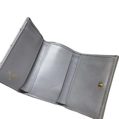 Chanel Trifold Wallet Matelasse Gray Gold Hardware / Coco Mark