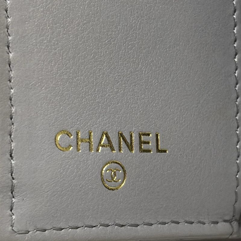 Chanel Trifold Wallet Matelasse Gray Gold Hardware / Coco Mark