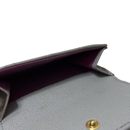 Chanel Trifold Wallet Matelasse Gray Gold Hardware / Coco Mark