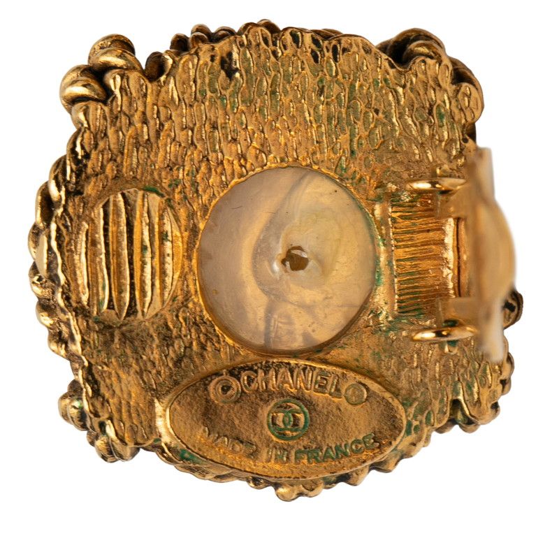 Chanel Square Gold Plated Faux Pearl Ladies Chanel