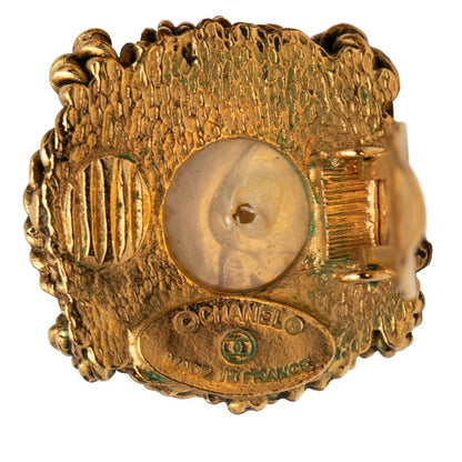 Chanel Square Gold Plated Faux Pearl Ladies Chanel