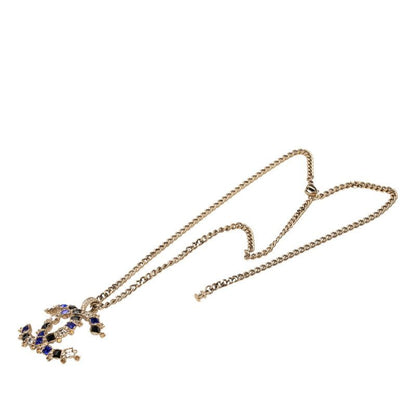 Chanel Coco Mark Gold Blue Multicolor Plated Rhinestone Ladies Chanel