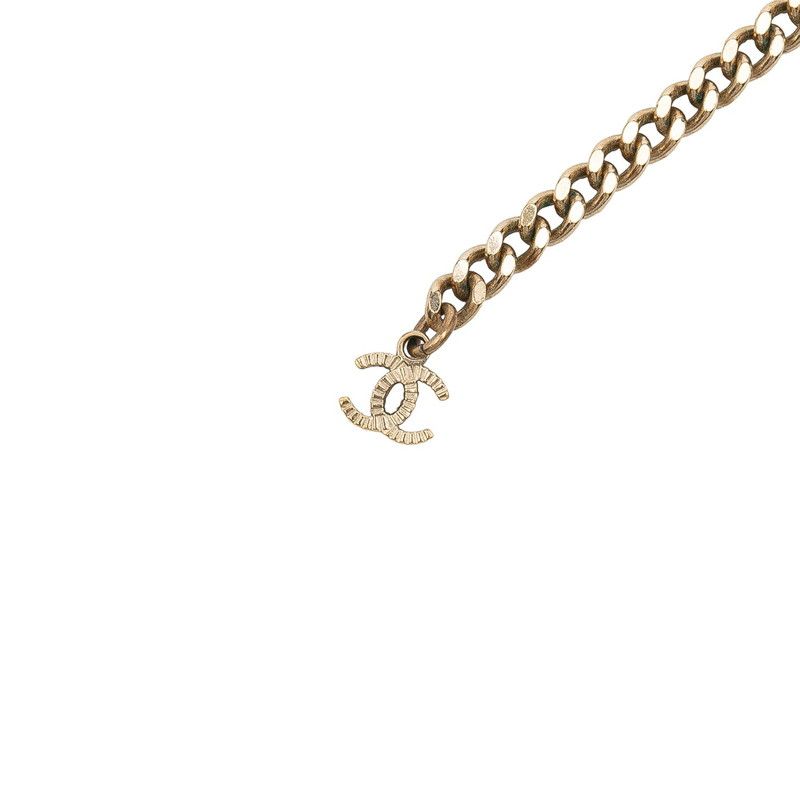 Chanel Coco Mark Gold Blue Multicolor Plated Rhinestone Ladies Chanel