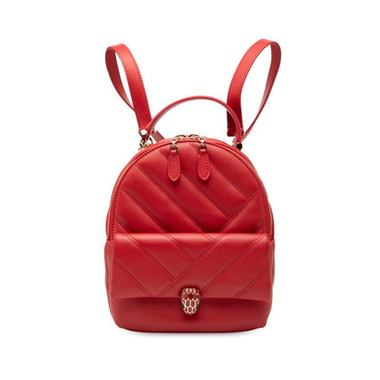 Bulgari Serpenti Forever Cabochon Backpack Red Leather Women Bvlgari