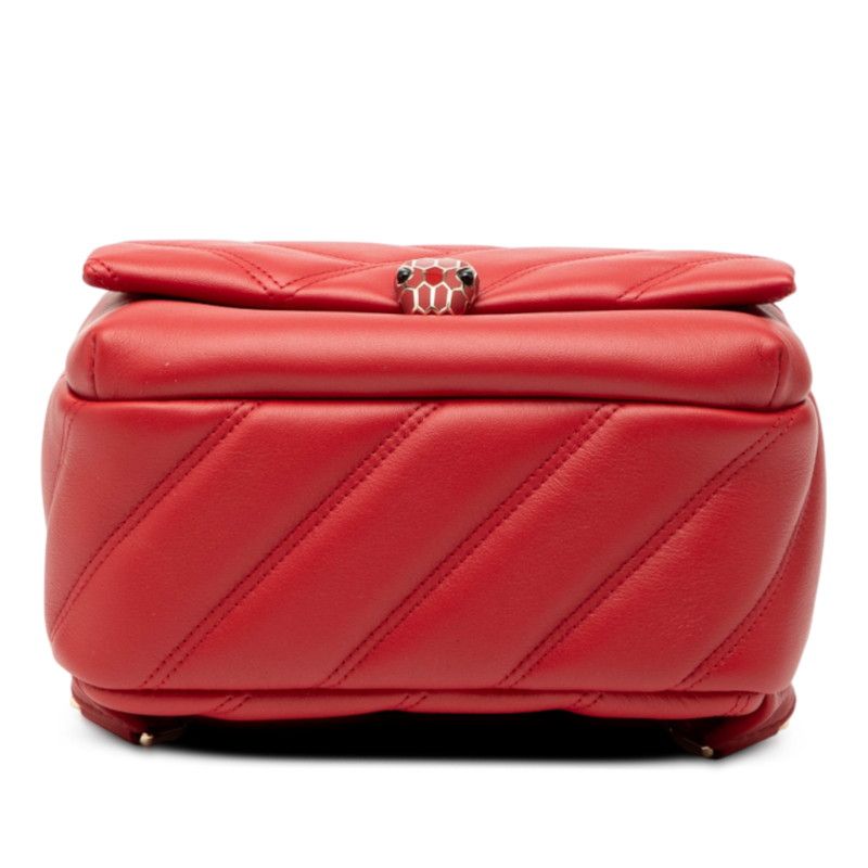 Bulgari Serpenti Forever Cabochon Backpack Red Leather Women Bvlgari