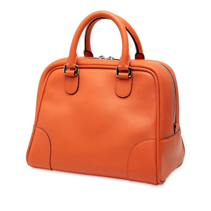 Loewe Anagram Logo Amazona 75 Medium Handbag Shoulder Bag 2WAY Orange Leather