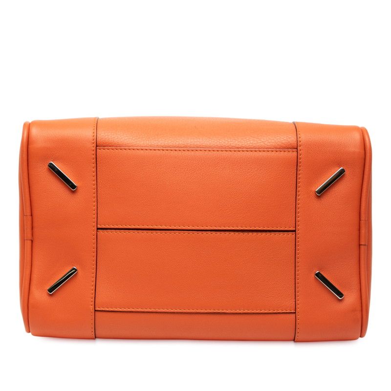 Loewe Anagram Logo Amazona 75 Medium Handbag Shoulder Bag 2WAY Orange Leather