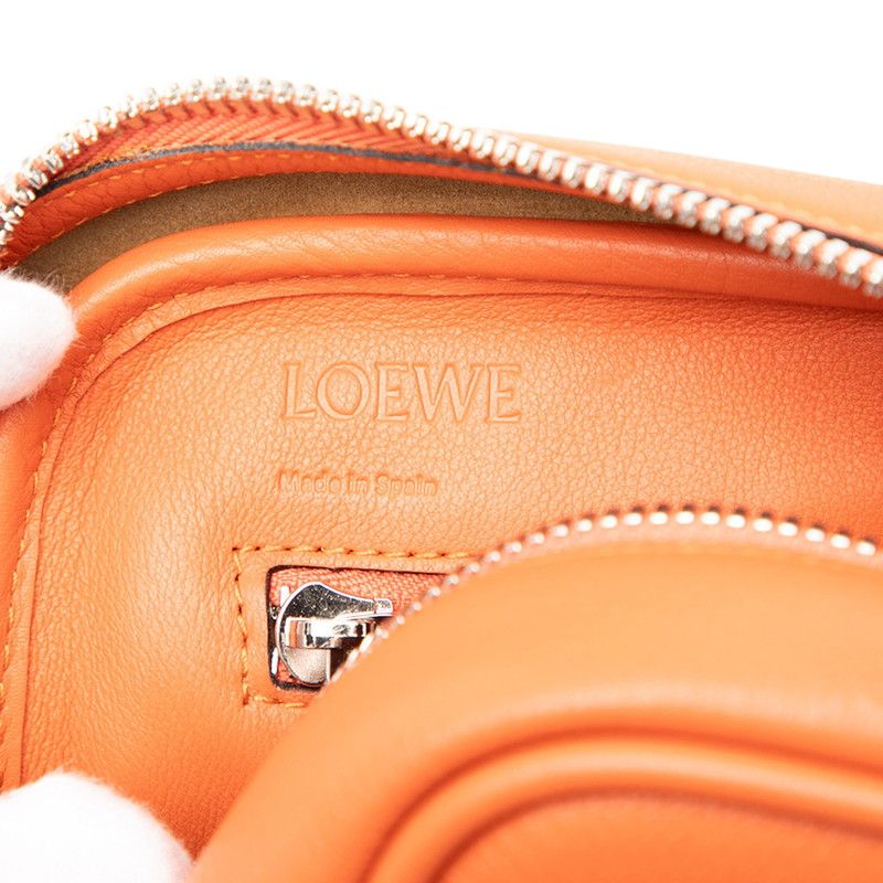 Loewe Anagram Logo Amazona 75 Medium Handbag Shoulder Bag 2WAY Orange Leather