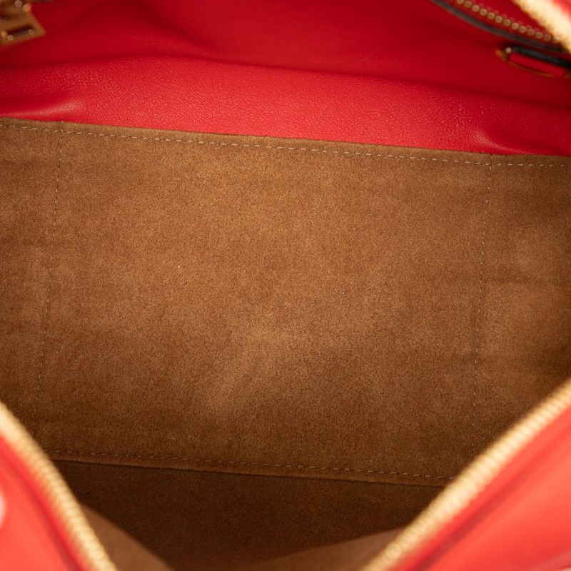 Loewe Anagram Logo Amazona 75 Small Handbag Shoulder Bag 2WAY Red Leather Women