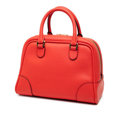 Loewe Anagram Logo Amazona 75 Small Handbag Shoulder Bag 2WAY Red Leather Women