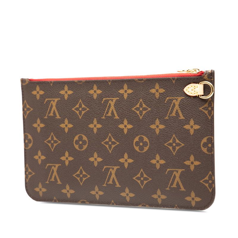 Louis Vuitton Monogram Neverfull MM Includes Brown Red PVC Ladies Louis Vuitton
