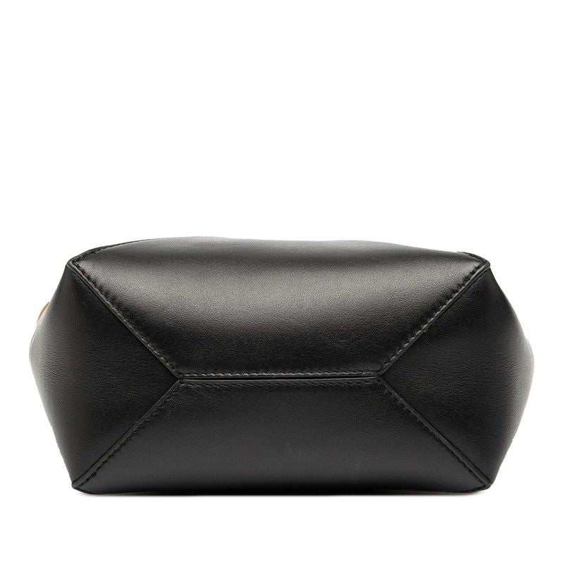 Loewe Puzzle Fold Mini Tote Shoulder Bag 2WAY Black Beige Leather Women's Loewe