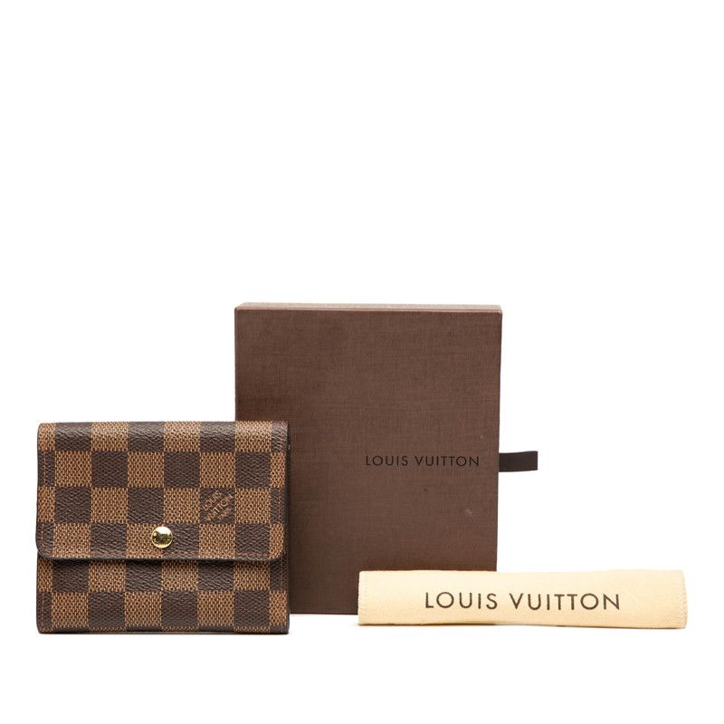 Louis Vuitton Damier Portefeuille Elise N61654 Brown PVC Leather Women Louis