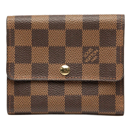 Louis Vuitton Damier Portefeuille Elise N61654 Brown PVC Leather Women Louis
