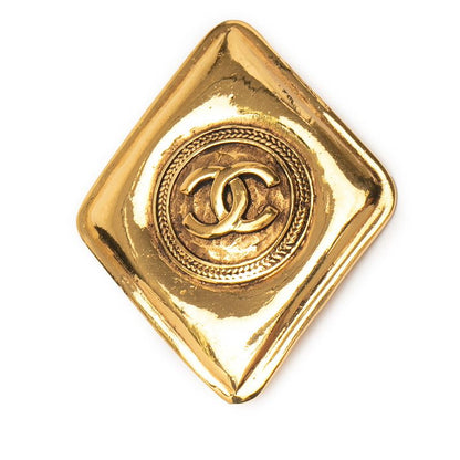 Chanel Coco Mark Rhombus Gold Plated Ladies Chanel