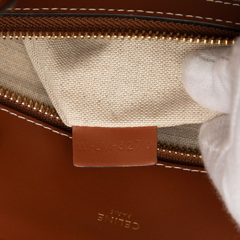 Celine Vertical Cabas Small Check Tote Shoulder Bag 2WAY Brown Canvas Leather