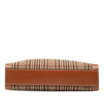 Celine Vertical Cabas Small Check Tote Shoulder Bag 2WAY Brown Canvas Leather