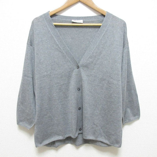 Prada V-Neck Wool Knit Cardigan Size 44 Gray Women's Used