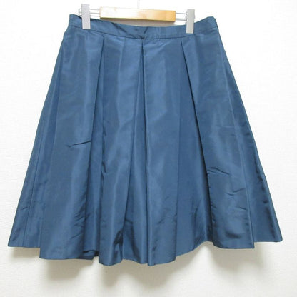 Prada 100% Silk Knee-Length Tucked Flared Skirt Size 44s Blue Women Used