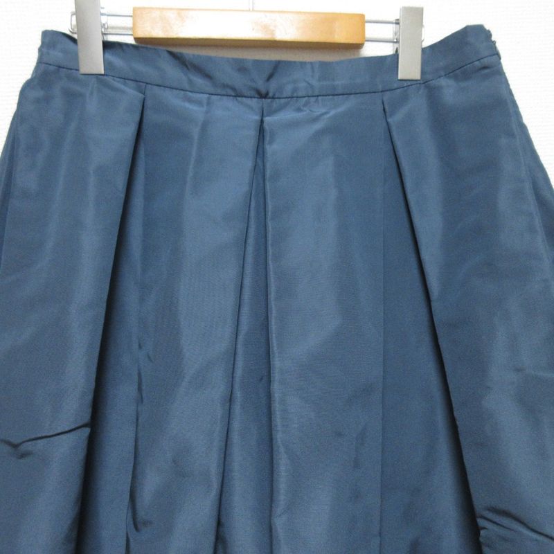 Prada 100% Silk Knee-Length Tucked Flared Skirt Size 44s Blue Women Used