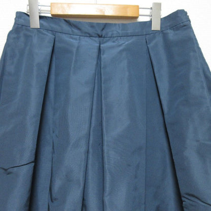 Prada 100% Silk Knee-Length Tucked Flared Skirt Size 44s Blue Women Used