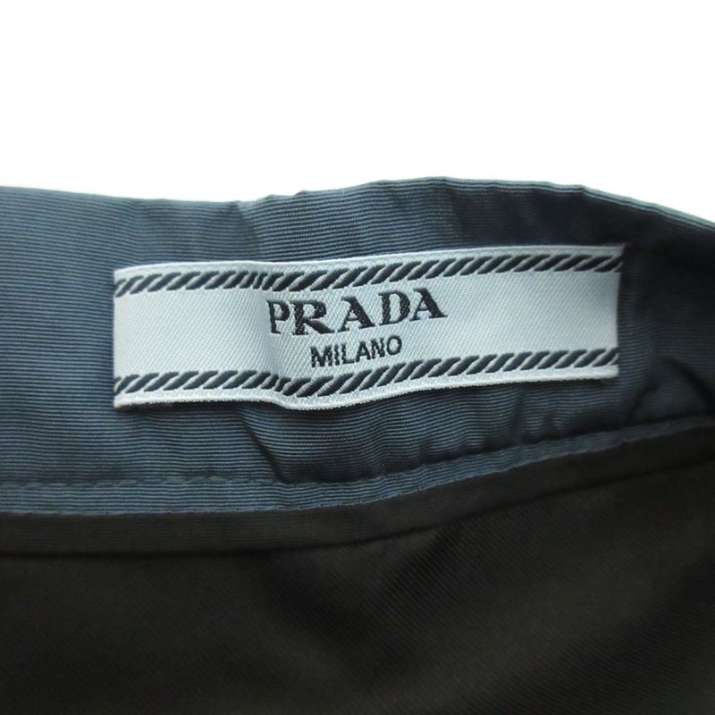 Prada 100% Silk Knee-Length Tucked Flared Skirt Size 44s Blue Women Used