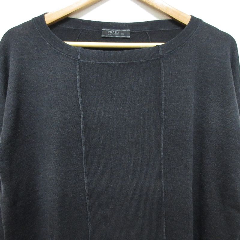 Prada Half Sleeve Silk Blend Knit Cut and Sewn Size 46 Black Women's Used