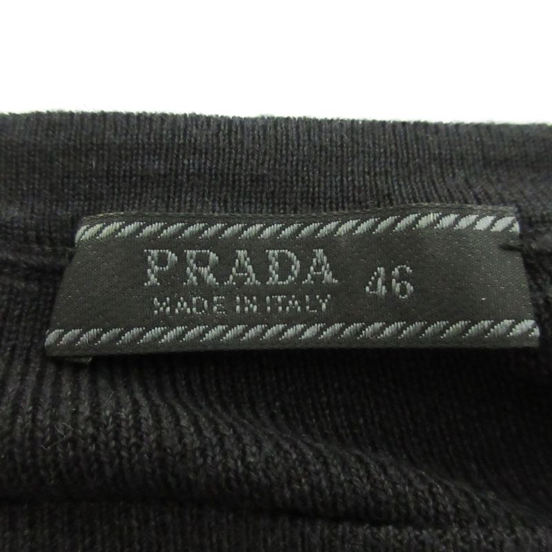 Prada Half Sleeve Silk Blend Knit Cut and Sewn Size 46 Black Women's Used