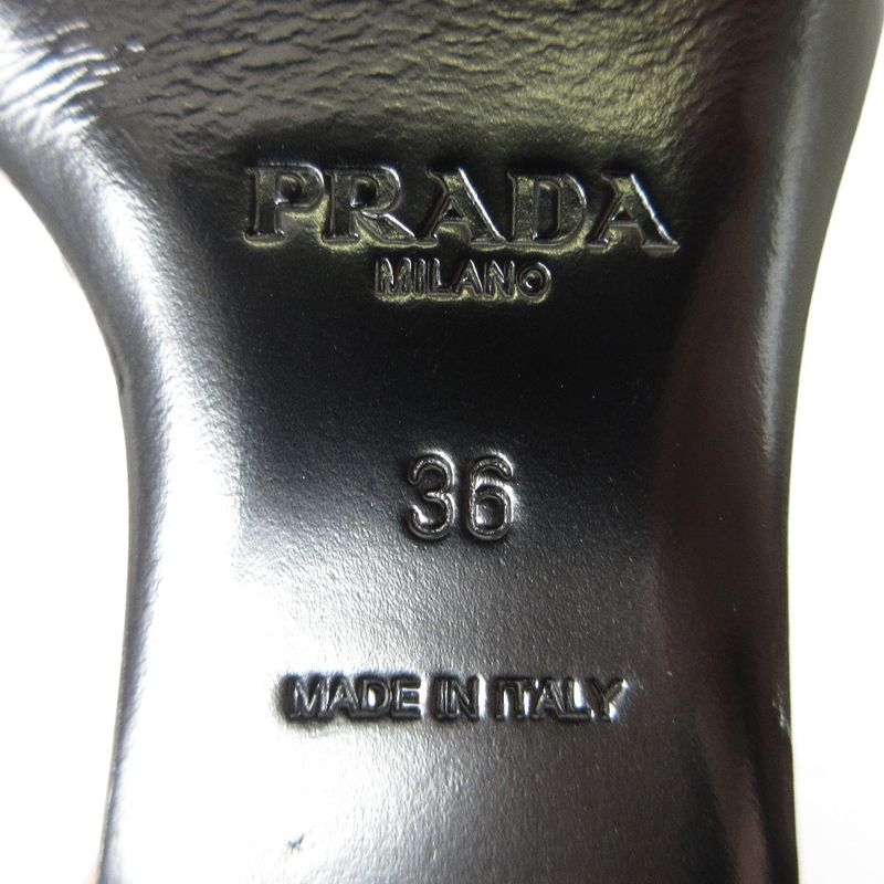 Prada Cross Strap Leather Sandals 36 23cm (9.06in) Gold Color Black Women's Used