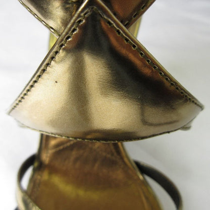 Prada Cross Strap Leather Sandals 36 23cm (9.06in) Gold Color Black Women's Used