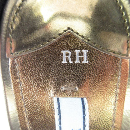 Prada Cross Strap Leather Sandals 36 23cm (9.06in) Gold Color Black Women's Used